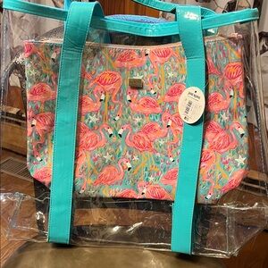 Pink Flamingo Print Tote Bag